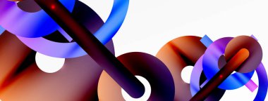 Minimum geometrik soyut arkaplan. Parlak ve parlak daire, çizgi ve yuvarlak şekiller tasarım. Duvar kağıdı, afiş, arkaplan veya iniş için moda tekno iş şablonu