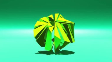 Animation wallpaper - rotating glossy metallic flower. Futuristic scene with 3d geometric form background. Motion graphics seamless looping video