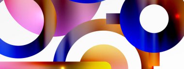 Çember bileşimi soyut arkaplan. Duvar kağıdı, afiş, arkaplan veya iniş için moda tekno iş şablonu