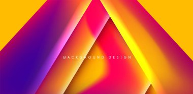 Örtüler, şablonlar, el ilanları, broşürler, afişler için üstüste binen üçgenler ve sıvı gradyanlarla soyut fırın
