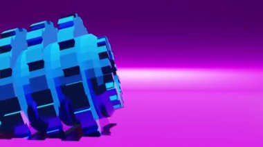 Animation wallpaper - rotating glossy machine part wheel shape. Futuristic scene with 3d geometric form background. Motion graphics seamless looping video