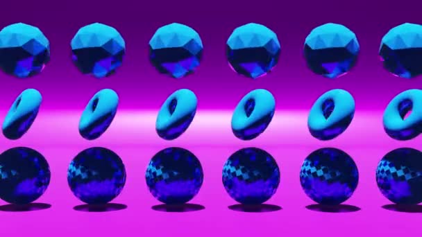 Animation Wallpaper Rotating Glossy Ball Torus Sphere Futuristic Scene Geometric — Vídeos de Stock