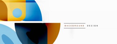 Renkli minimetrik geometrik soyut arkaplan. Yuvarlak elementlerle üçgen şekli, daireler. Duvar kağıdı, afiş, arkaplan veya iniş için moda tekno iş şablonu