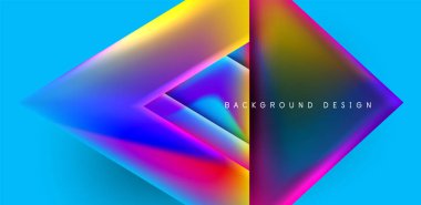 Örtüler, şablonlar, el ilanları, broşürler, afişler için üstüste binen üçgenler ve sıvı gradyanlarla soyut fırın