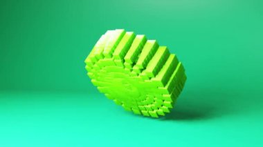 Bright color cylinder geometric shape transformation made of cubes, motion graphics background. Techno 3d looping video animation design