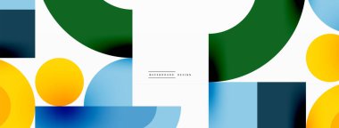 Çember ve kare geometrik arkaplan. Duvar kağıdı, pankart, arkaplan ya da iniş için üçgen ve kareli yuvarlak şekiller