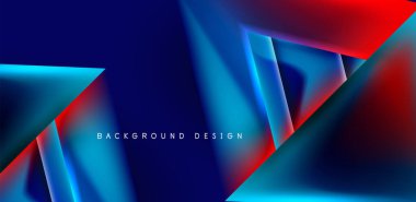 Örtüler, şablonlar, el ilanları, broşürler, afişler için üstüste binen üçgenler ve sıvı gradyanlarla soyut fırın