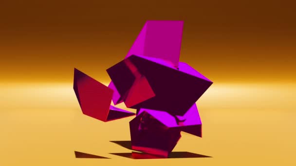 Animatie Wallpaper Roterende Glanzende Abstracte Compositie Futuristische Scene Met Geometrische — Stockvideo