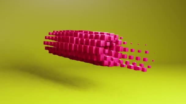 キューブ モーショングラフィックスの背景で作られた明るい色のシリンダー幾何学的な形状の変換 テクノ3Dループビデオアニメーションデザイン — ストック動画