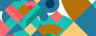 Çember ve kare geometrik arkaplan. Duvar kağıdı, pankart, arkaplan ya da iniş için üçgen ve kareli yuvarlak şekiller