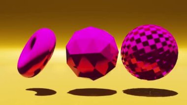 Animation wallpaper - rotating glossy torus and sphere. Futuristic scene with 3d geometric form background. Motion graphics seamless looping video
