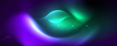 Neon glowing waves, magic energy space light concept, abstract background wallpaper design