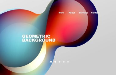 Landing page abstract liquid background. Flowing shapes, round design and circle. Web page for website or mobile app wallpaper