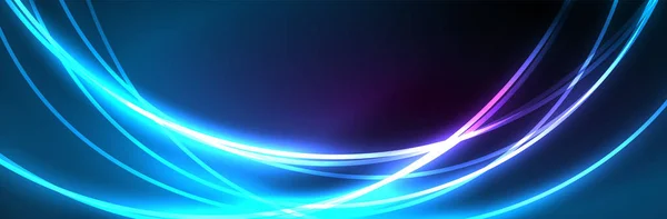 Líneas Brillantes Neón Azul Concepto Luz Espacio Energía Mágica Fondo — Vector de stock