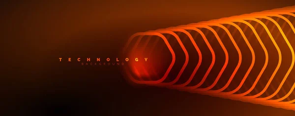 Neon Glanzende Zeshoeken Abstracte Achtergrond Technologie Energie Ruimte Licht Concept — Stockvector