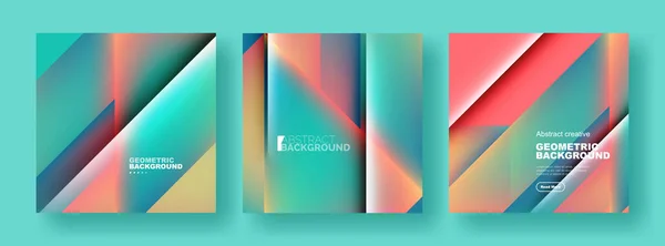 Set Abstract Backgrounds Overlapping Triangles Fluid Gradients Design Collection Covers — Stock Vector