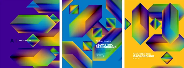 Sada Abstraktních Pozadí Kompozice Překrývajících Geometrických Prvků Vektorové Ilustrace Pro — Stockový vektor