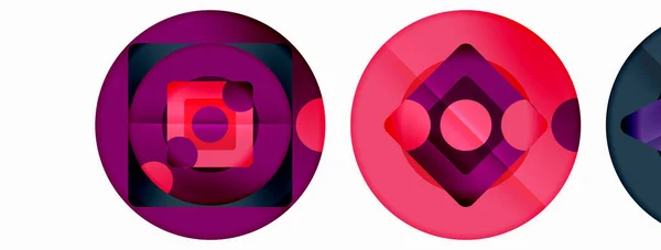 Trendy Minimal Geometric Abstract Background Triangles Squares Circles Bright Colors — Vettoriale Stock