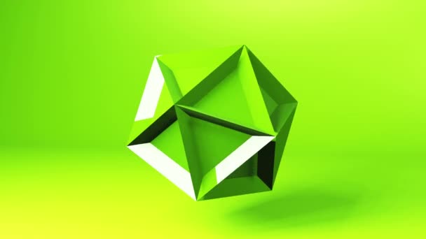 Animation Render Triangular Low Poly Shape Spinning Futuristic Techno Motion — Wideo stockowe