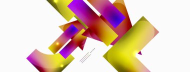 Dinamik bileşim, parlak geometrik şekiller soyut arkaplan. Duvar kağıdı, afiş, arkaplan veya iniş için moda tekno iş şablonu