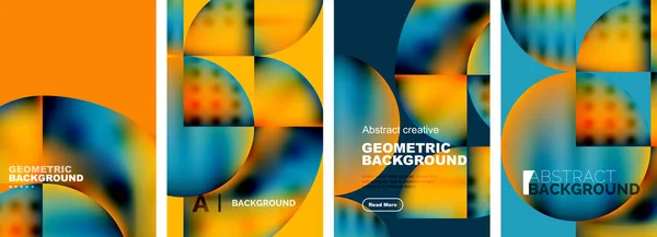抽象幾何学のポスターデザインのベクトルセット カバー テンプレート チラシ プラカード パンフレット バナーのコレクション — ストックベクタ