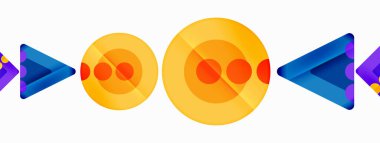 Trendy minimal geometric abstract background. Triangles, squares and circles bright colors backdrop. Vector Illustration For Wallpaper, Banner, Background, Card, Book Illustration, landing page