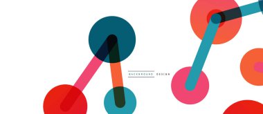 Soyut arkaplan. Yuvarlak noktalar çizgilerle birleşti. Duvar kağıdı, afiş, arkaplan veya iniş için moda tekno iş şablonu