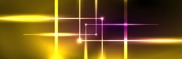 Neon Menyala Garis Garis Gelombang Fluida Energi Ajaib Ruang Cahaya - Stok Vektor