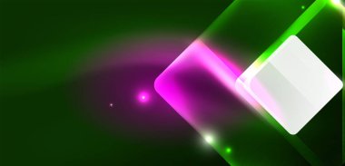 Neon parıldayan tekno çizgiler ve oklar, yüksek teknolojili soyut arkaplan şablonu