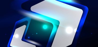 Neon hız oku ve çizgi arka planı şekillendirir. Parlak arka planlı yüksek teknoloji konsepti. Karanlıkta parlayan ışık efekti