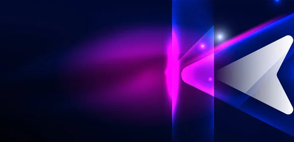 Neonová Šipka Tvar Čáry Pozadí Tech Koncept Lesklým Pozadím Světelný — Stockový vektor