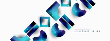 Minimum geometrik soyut arkaplan. İlkel şekiller kompozisyon arkaplanı. Duvar kağıdı, afiş, arkaplan veya iniş için moda tekno iş şablonu