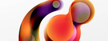 Fluid abstract background. Liquid color gradients composition. Round shapes and circle flowing design for wallpaper, banner, background or landing