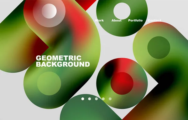 Circles Shapes Landing Page Abstract Geometric Background Web Page Website — Stockvector