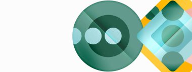 Trendy minimal geometric abstract background. Triangles, squares and circles bright colors backdrop. Vector Illustration For Wallpaper, Banner, Background, Card, Book Illustration, landing page