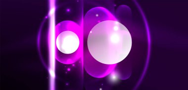 Soyut parlak neon ışıklı tekno daireler arka planı