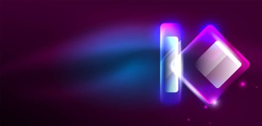 Neon parıldayan tekno çizgiler ve oklar, yüksek teknolojili soyut arkaplan şablonu