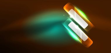 Neon parıldayan tekno çizgiler ve oklar, yüksek teknolojili soyut arkaplan şablonu