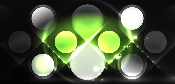 Abstraktní Zářící Neonové Světlo Techno Kruhy Pozadí — Stockový vektor