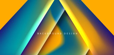 Örtüler, şablonlar, el ilanları, broşürler, afişler için üstüste binen üçgenler ve sıvı gradyanlarla soyut fırın