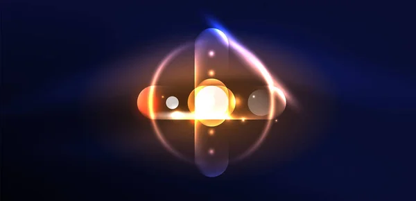 概要光るネオンライトテクノサークル背景 — ストックベクタ