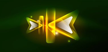Neon parıldayan tekno çizgiler ve oklar, yüksek teknolojili soyut arkaplan şablonu