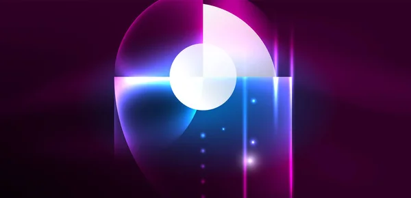 Neon Light Glowing Circles Vector Abstract Background — Stock Vector