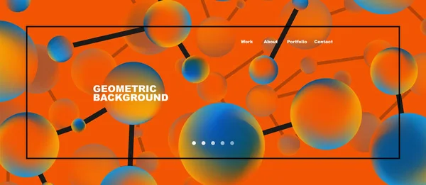 Line Points Connections Geometric Landing Page Background Fluid Circles Spheres — Stock Vector