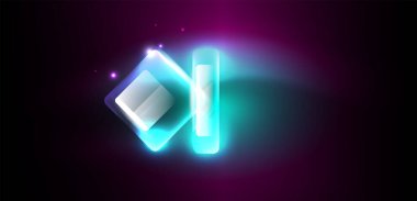 Neon parıldayan tekno çizgiler ve oklar, yüksek teknolojili soyut arkaplan şablonu