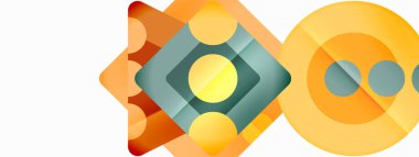 Trendy minimal geometric abstract background. Triangles, squares and circles bright colors backdrop. Vector Illustration For Wallpaper, Banner, Background, Card, Book Illustration, landing page