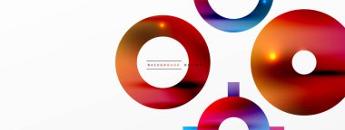 Minimum geometrik soyut arkaplan. Parlak ve parlak daire, çizgi ve yuvarlak şekiller tasarım. Duvar kağıdı, afiş, arkaplan veya iniş için moda tekno iş şablonu