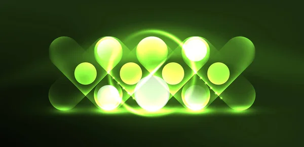 Streszczenie Świecące Neon Światło Koła Tło Techno — Wektor stockowy