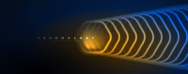 Techno Hexágonos Brilhantes Fundo Abstrato Tecnologia Energia Espaço Luz Conceito —  Vetores de Stock