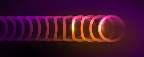 Neon Glühende Kreise Und Runde Formlinien Magische Energie Raum Licht — Stockvektor